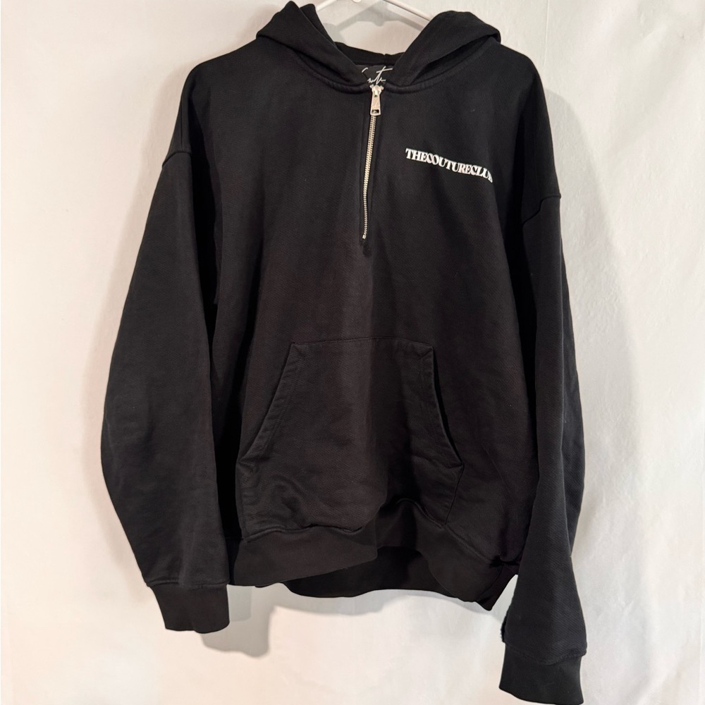 The Couture Club Raw Seam Quarter Zip Hoodie in Black